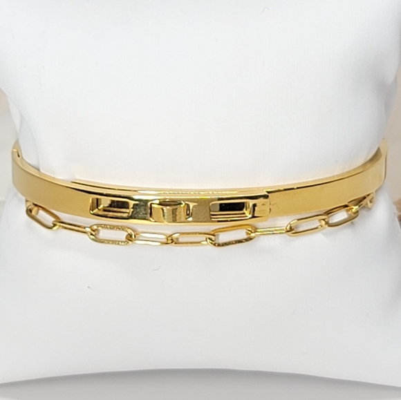 NEW 18K Gold Stainless Steel with Chain Bracelet - Picture 11 of 13